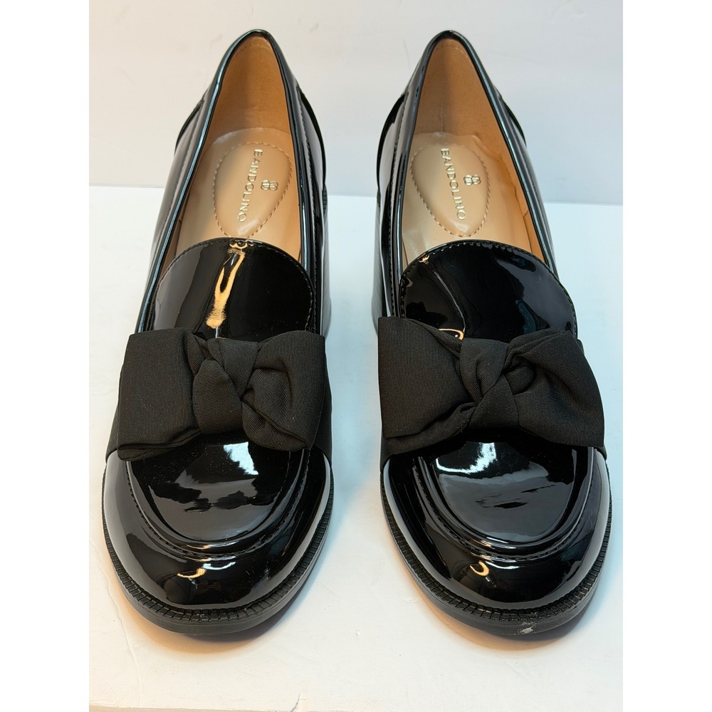 Bandolino Women's Korrar Bow Stacked Block Heel Loafers Black Size 8.5M NWT